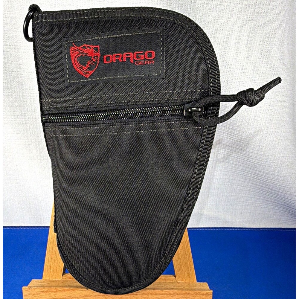 Drago Gear Black Single Pistol Case Padded Gun Soft Rug Zipper Pouch 9.5 x 5.5
